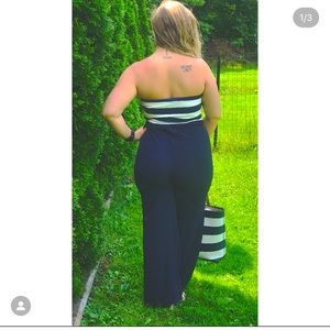 Navy striped jumpsuit